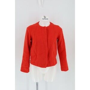 Boden Women's Size 6R Red Wool Snap Front Lined Short Blazer